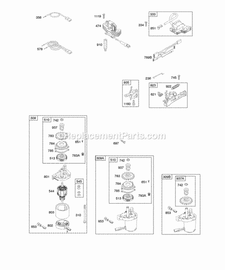 Alternator Electric Starter Electrical Flywheel Brake Ignition Diagram and Parts List for 123H02-0110-B1  Briggs and Stratton Engine